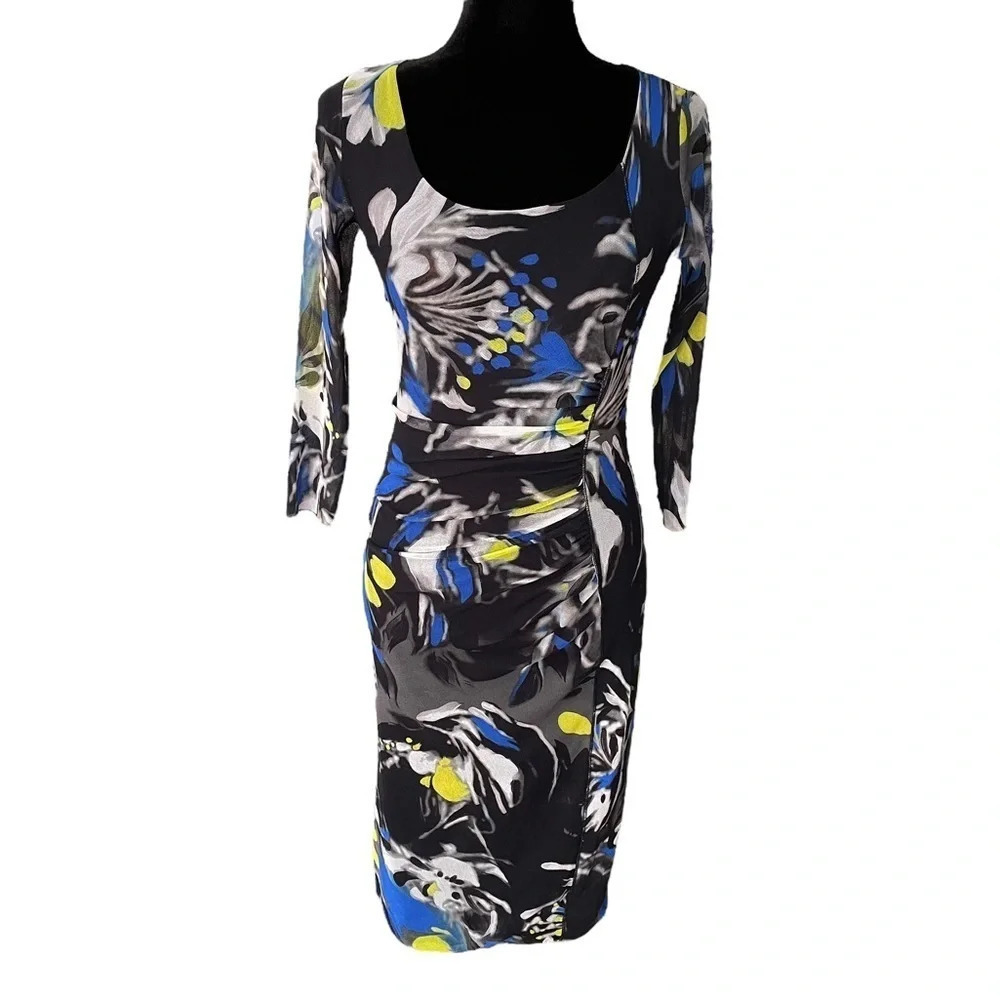 FUZZI Jean Paul Gaultier Stretchy Mesh Rouching Midi Dress